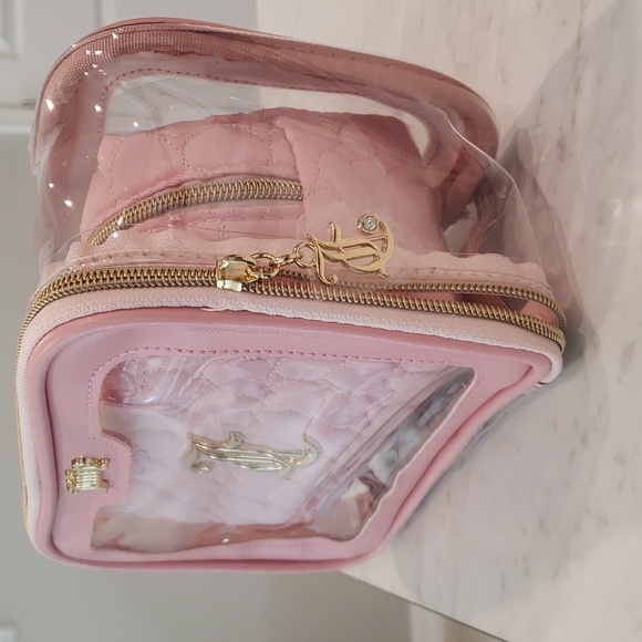 Juicy Couture NWT Cosmetic Bag 6"H ×8"W Pink/Gold - Picture 2 of 5